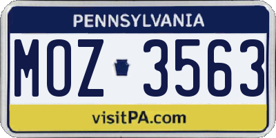 PA license plate MOZ3563