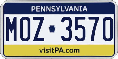 PA license plate MOZ3570