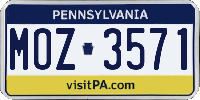 PA license plate MOZ3571