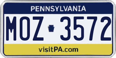 PA license plate MOZ3572