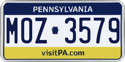 PA license plate MOZ3579