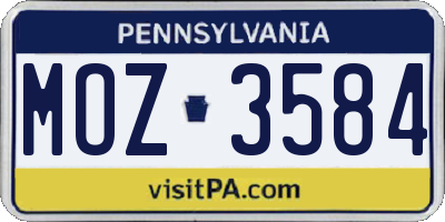 PA license plate MOZ3584