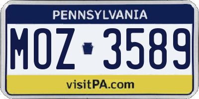 PA license plate MOZ3589