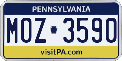 PA license plate MOZ3590