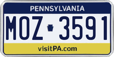PA license plate MOZ3591