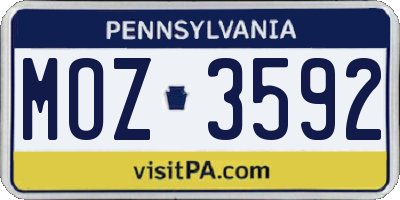 PA license plate MOZ3592