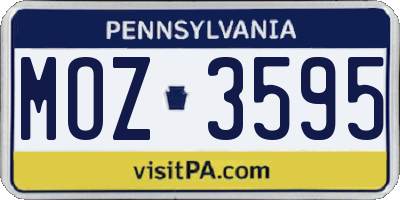 PA license plate MOZ3595