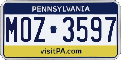PA license plate MOZ3597