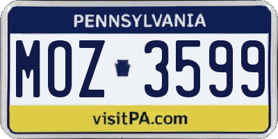 PA license plate MOZ3599