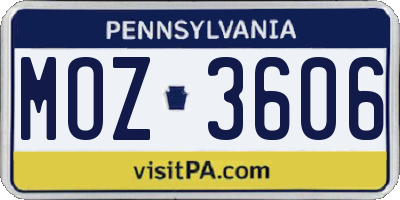 PA license plate MOZ3606
