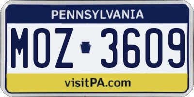 PA license plate MOZ3609
