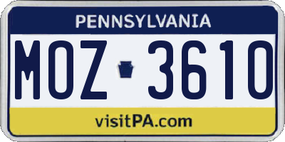 PA license plate MOZ3610