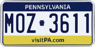 PA license plate MOZ3611