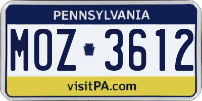 PA license plate MOZ3612