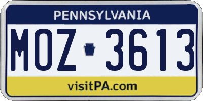 PA license plate MOZ3613