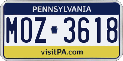 PA license plate MOZ3618