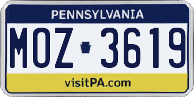 PA license plate MOZ3619