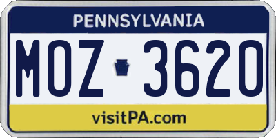 PA license plate MOZ3620