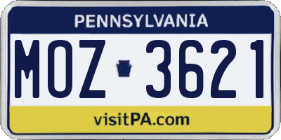 PA license plate MOZ3621