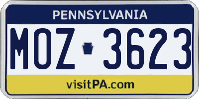 PA license plate MOZ3623