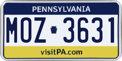 PA license plate MOZ3631