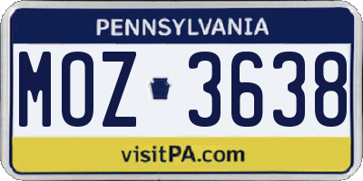 PA license plate MOZ3638