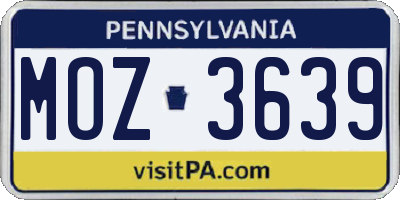 PA license plate MOZ3639