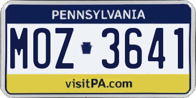 PA license plate MOZ3641