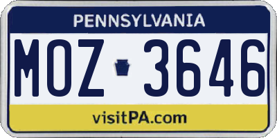 PA license plate MOZ3646