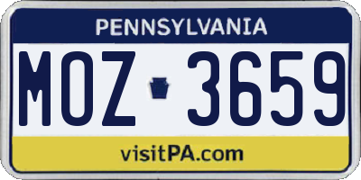 PA license plate MOZ3659