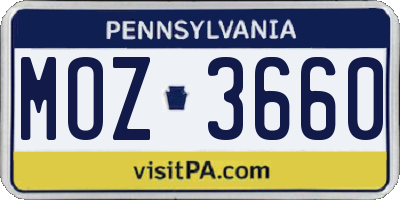PA license plate MOZ3660