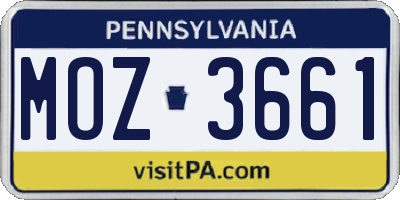 PA license plate MOZ3661