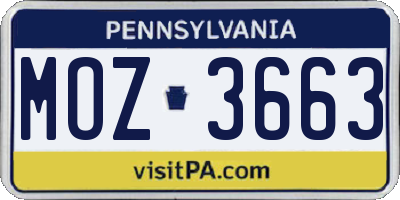 PA license plate MOZ3663