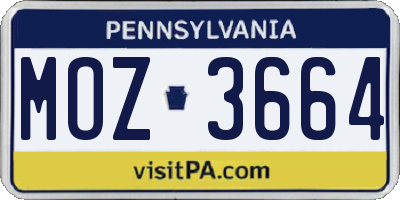 PA license plate MOZ3664