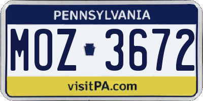 PA license plate MOZ3672