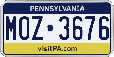 PA license plate MOZ3676