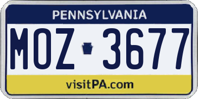 PA license plate MOZ3677