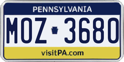 PA license plate MOZ3680