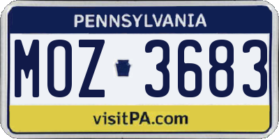 PA license plate MOZ3683