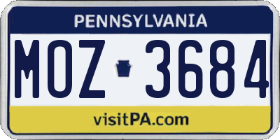 PA license plate MOZ3684