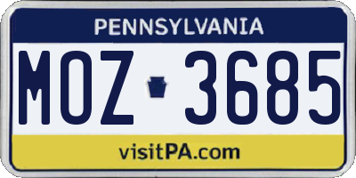 PA license plate MOZ3685