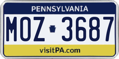 PA license plate MOZ3687