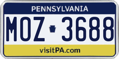 PA license plate MOZ3688