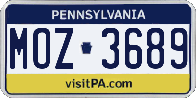 PA license plate MOZ3689