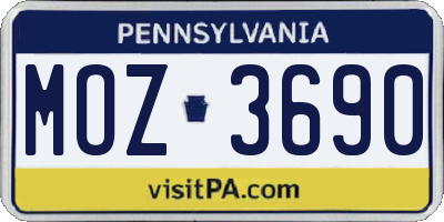 PA license plate MOZ3690