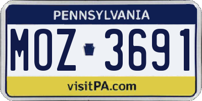 PA license plate MOZ3691