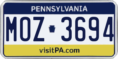 PA license plate MOZ3694
