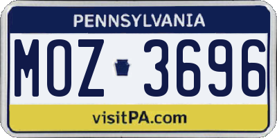 PA license plate MOZ3696
