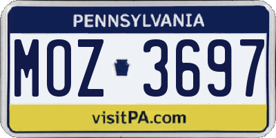 PA license plate MOZ3697