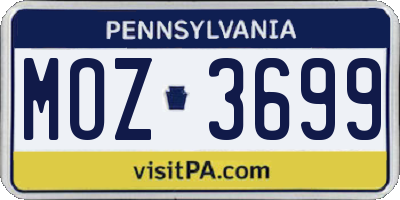 PA license plate MOZ3699